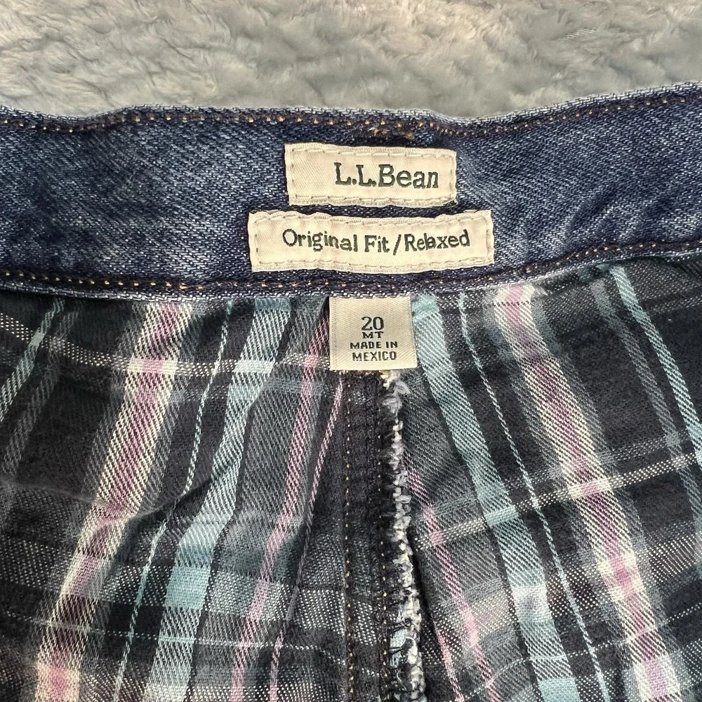 L.L.Bean Flannel Lined Jeans Women 20 MT Relaxed Winter Blue NWT